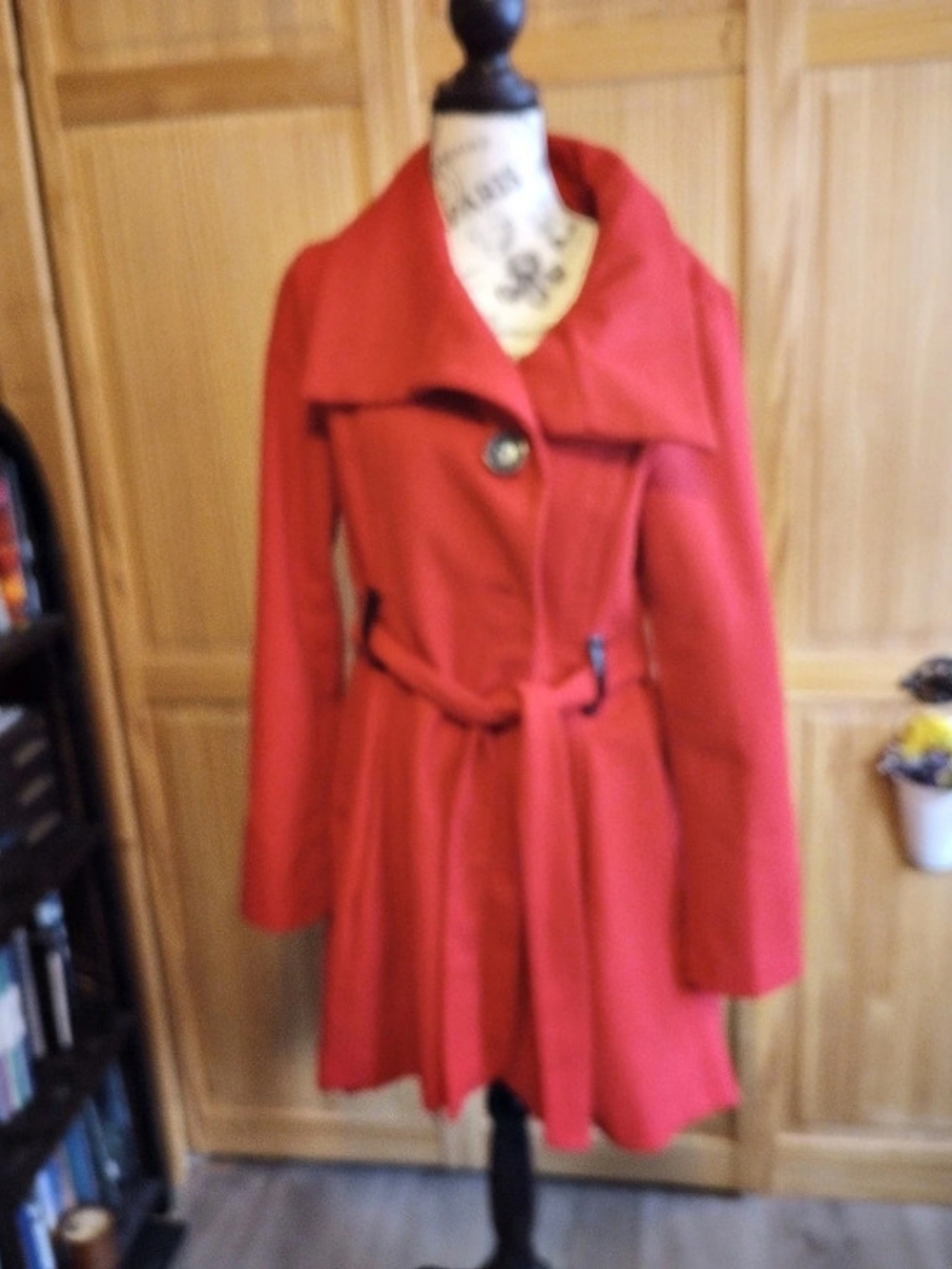 Yoki Red Belted Trench Coat Size XL